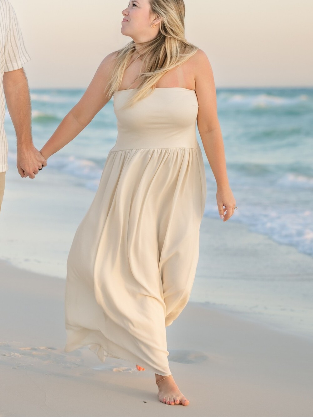 Cream Strapless Midi/Maxi Dress